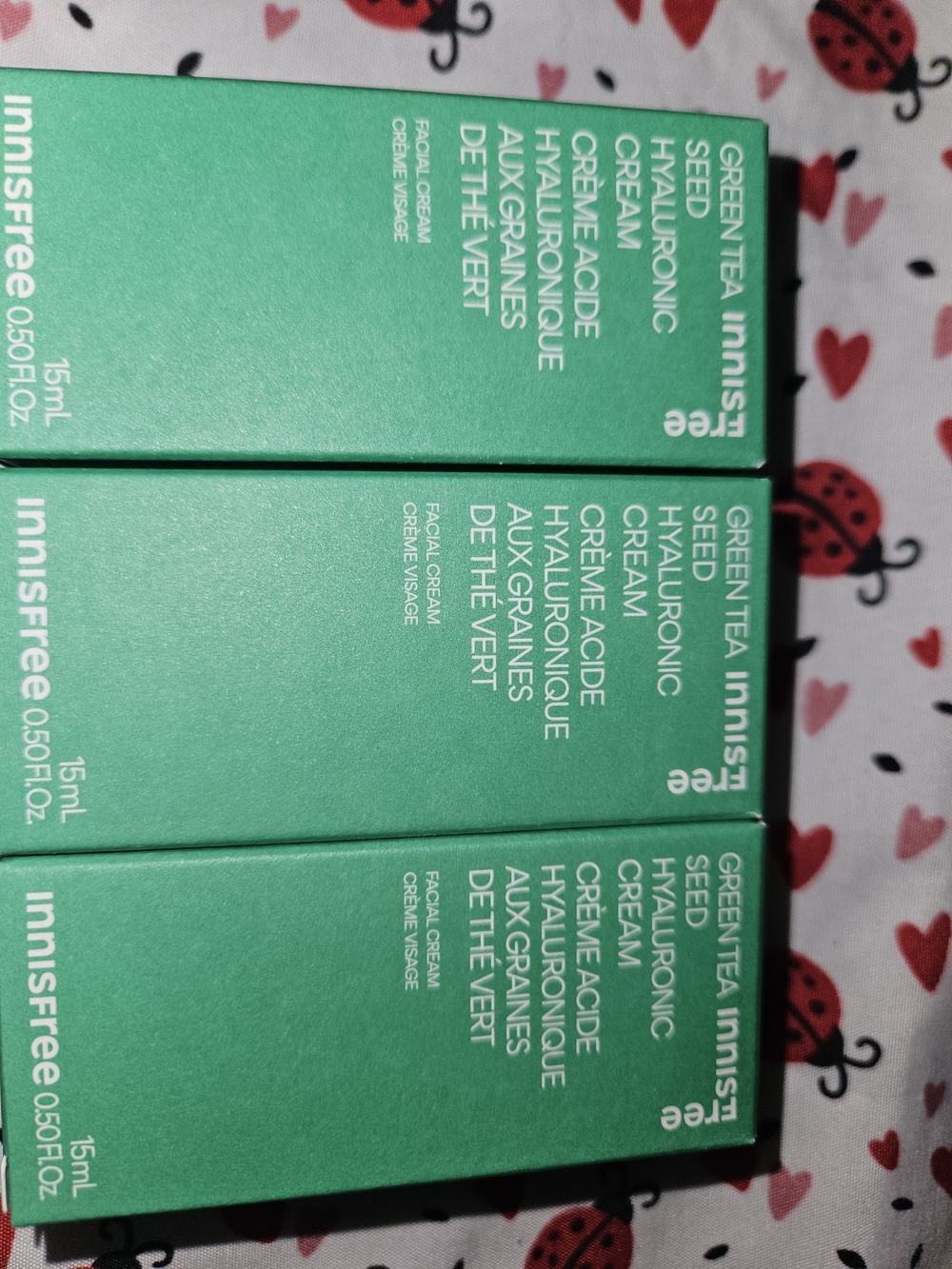 Lot of 3 Innisfree Green Tea Seed Hyaluronic facial cream 15 ml each exp 7/2027